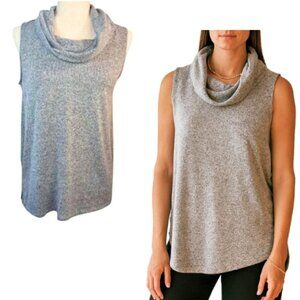 LOU & GREY for LOFT Sleeveless Heather Grey Cowl Neck Knit Size S
